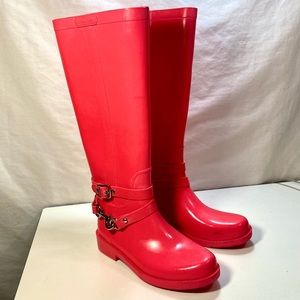 Coach Pink Lori Tall Rain Winter Boots 5